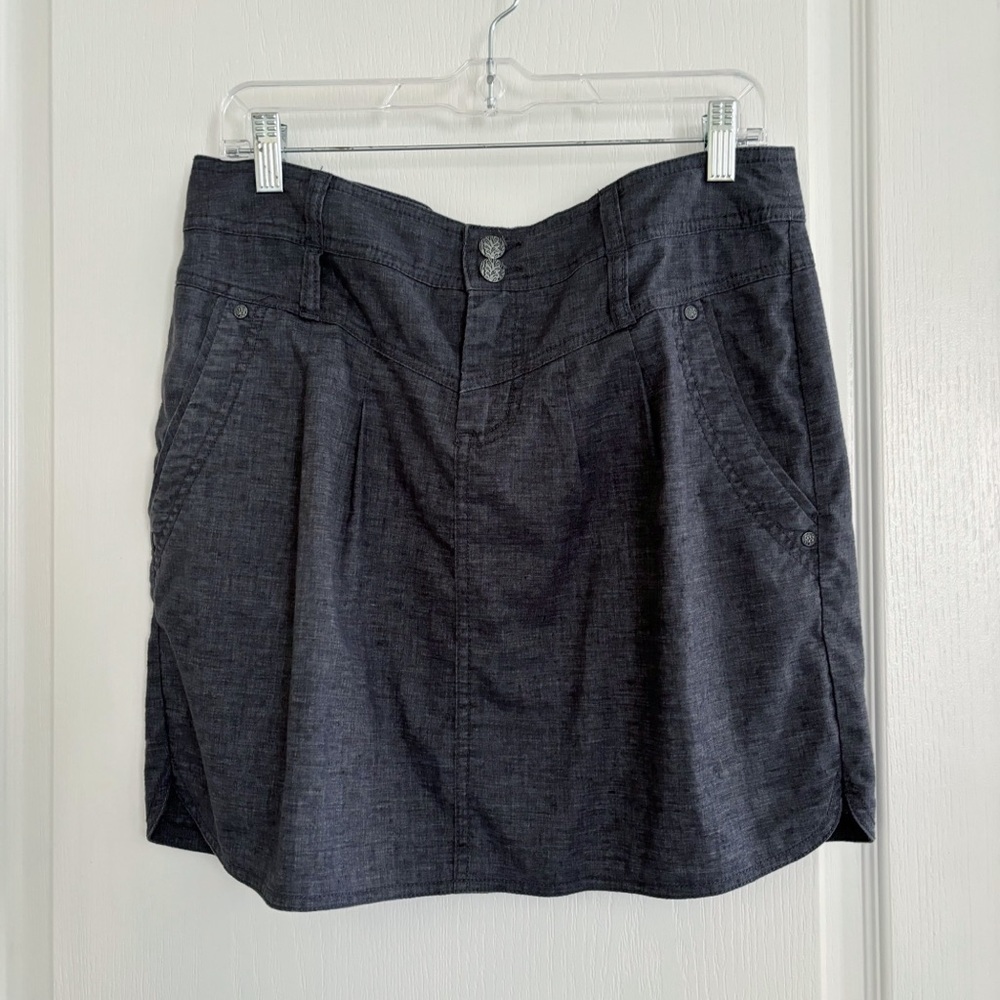 Prana Lizbeth Charcoal Grey Hemp Blend Skirt Sz 8